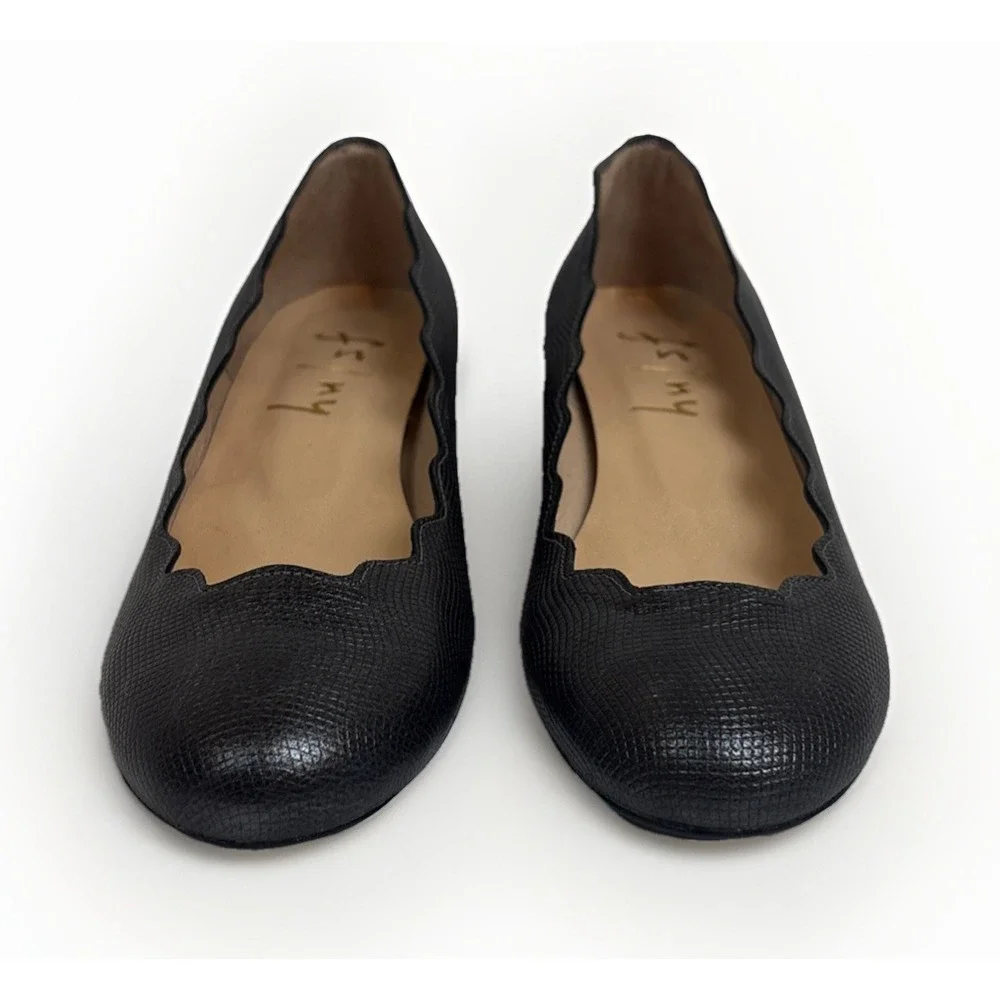French Sole NY Maya Grey Pebble Jigsaw Wedge Leather Heels Women's Size 6M